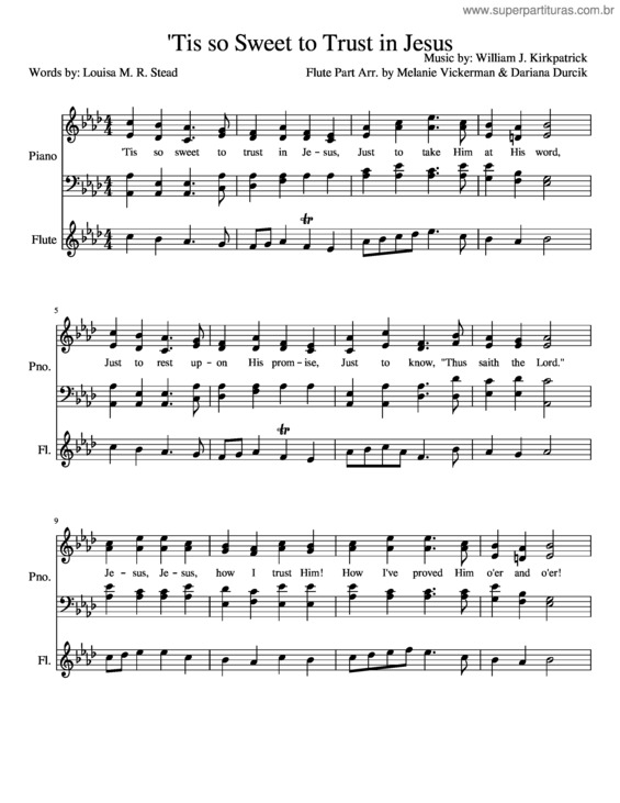 Partitura da música `Tis So Sweet To Trust In Jesus v.2