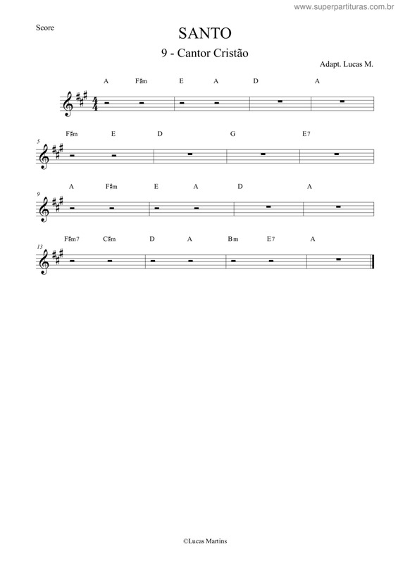 Partitura da música 09 - Santo - Tom A