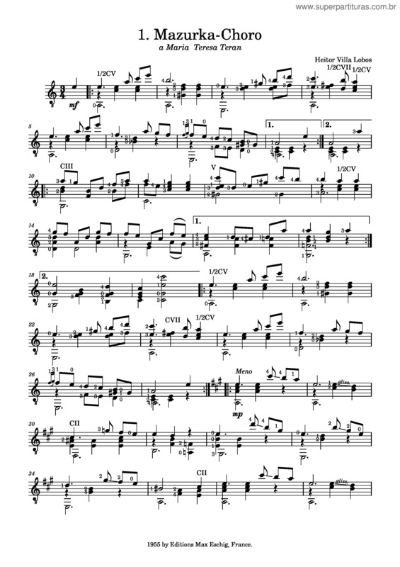 Partitura da música 1. Mazurka-Choro