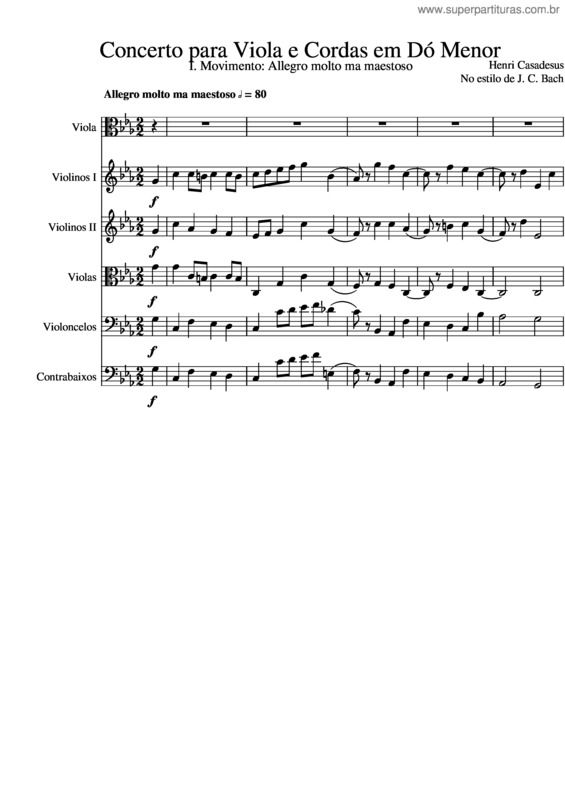 Partitura da música 1. Movimento Do Concerto Para Viola E Cordas Em Ut Menor