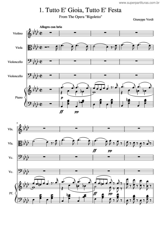 Partitura da música 1. Tutto E` Gioia, Tutto E` Festa
