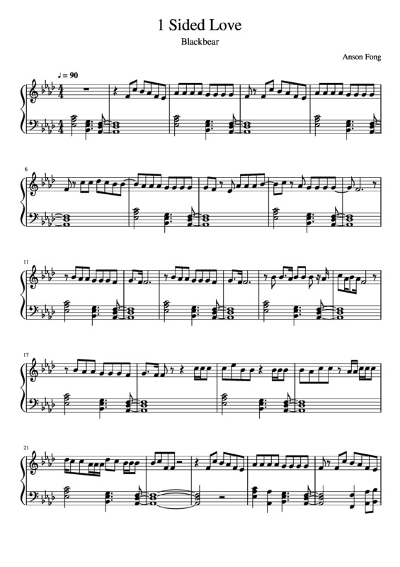 Partitura da música 1 Sided Love