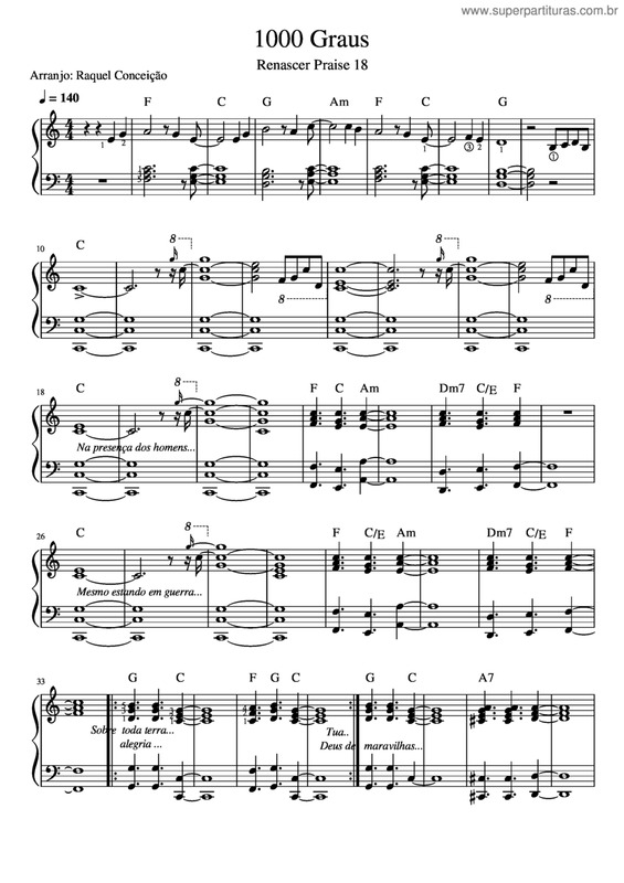 Partitura da música 1000 Graus v.6