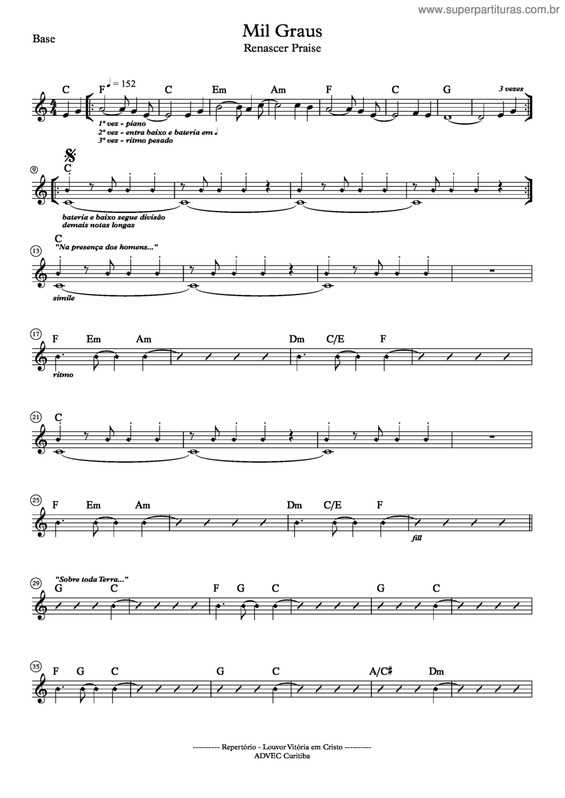 Partitura da música 1000 Graus v.7