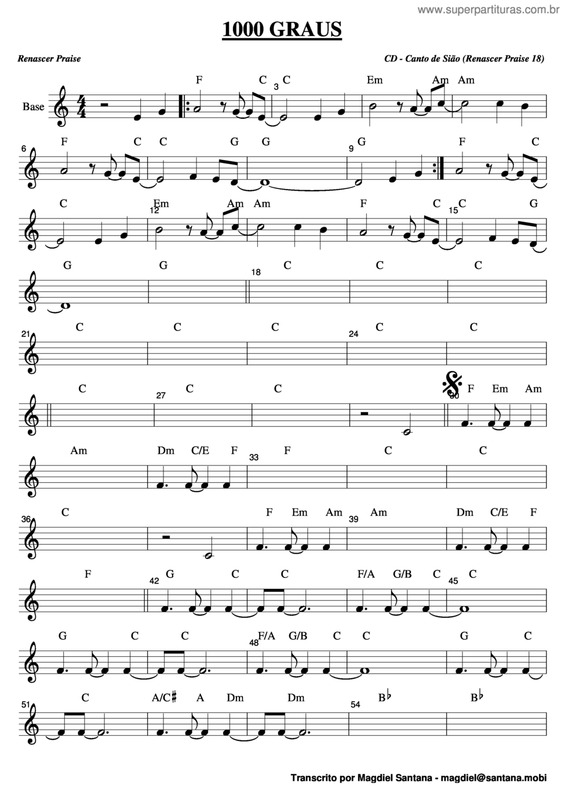 Partitura da música 1000 Graus v.8