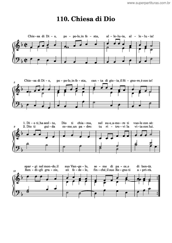 Partitura da música 110. Chiesa Di Dio