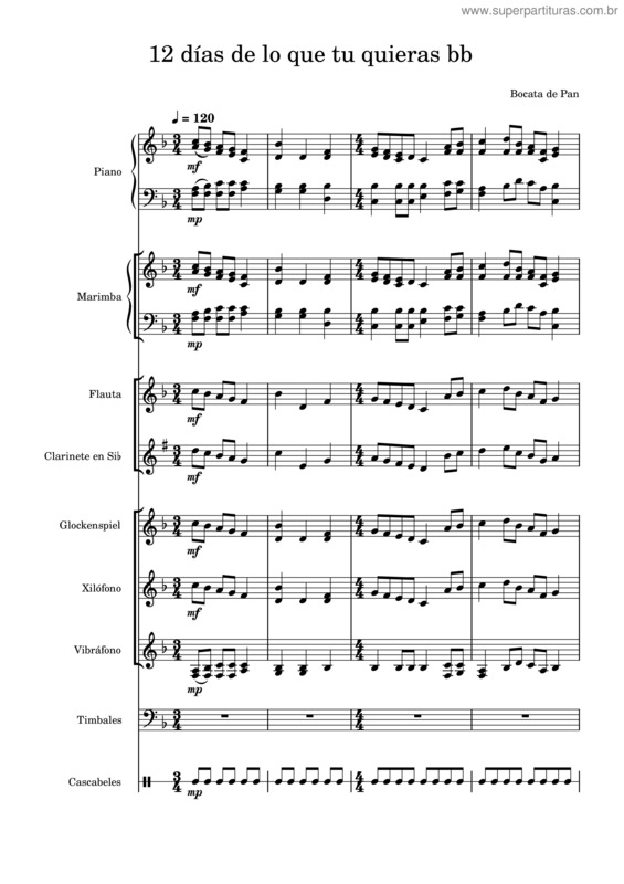 Partitura da música 12 Días De Lo Que Tu Quieras Bb