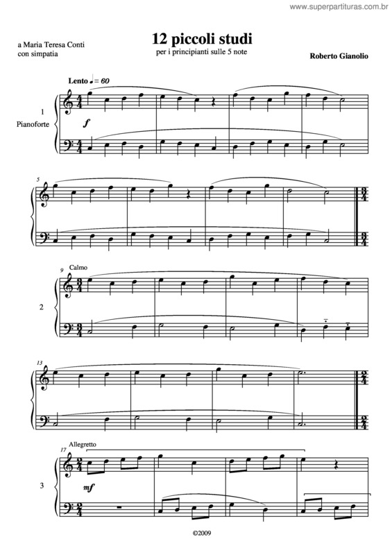 Partitura da música 12 piccoli studi