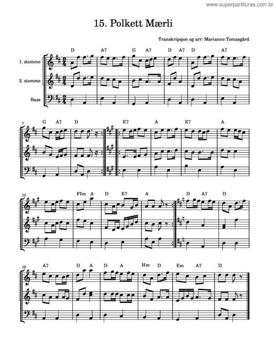 Partitura da música 15. Polkett Mærli