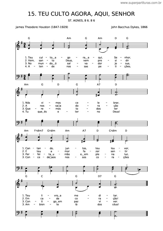 Partitura da música 15 Teu Culto Agora, Aqui, Senhor