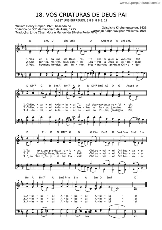 Partitura da música 18 Vós Criaturas De Deus Pai