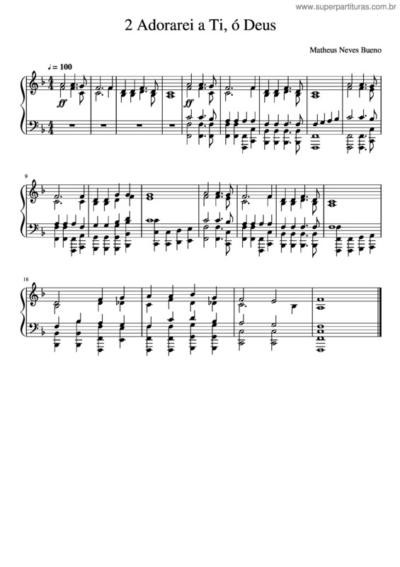 Partitura da música 2 Adorarei A Ti, Ó Deus