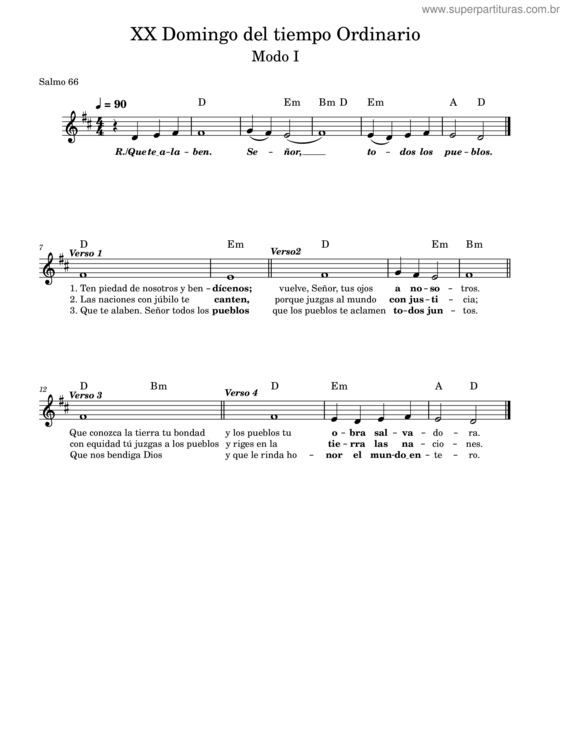 Partitura da música 2023 8 19 Domingo Xx Del Tiempo Ordinario, Ciclo A, Modo I