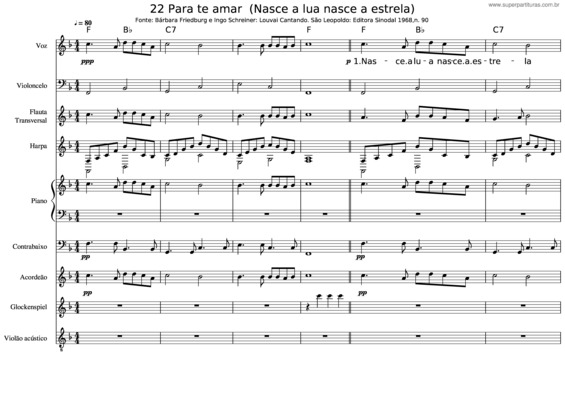 Partitura da música 22 Nasce A Lua Nasce A Estrela