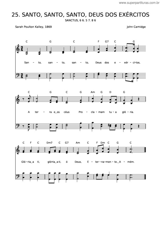 Partitura da música 25 Santo, Santo, Santo, Deus Dos Exércitos