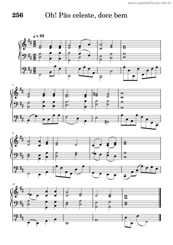 Partitura da música 256 Oh! Pão Celeste, Doce Bem -