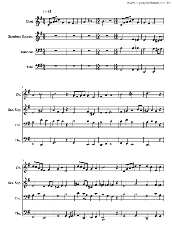 Partitura da música 259- Só Triunfará O De Sincero Coração