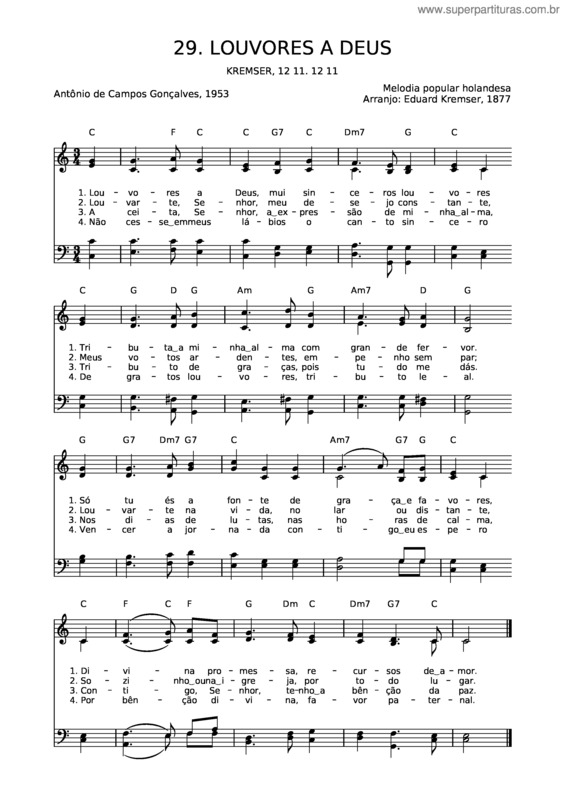 Partitura da música 29 Louvores A Deus