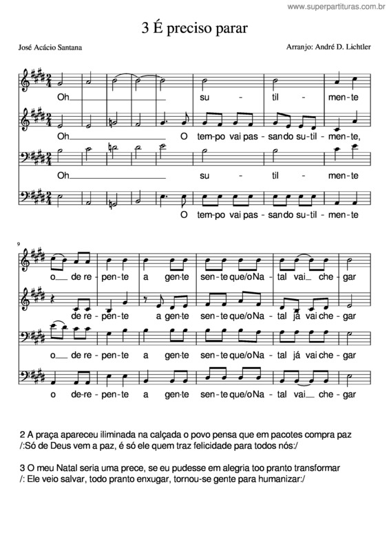 Partitura da música 3 É Preciso Parar