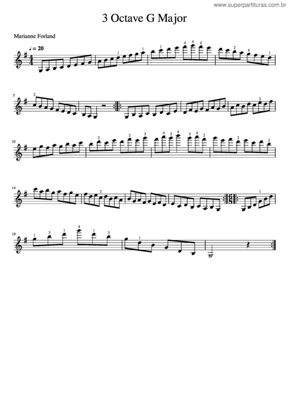 Partitura da música 3_Octave_G_Major_Violin_Practice_20 Bpm