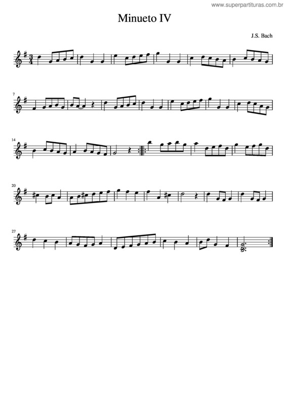 Partitura da música 3Partitura Minueto Iv