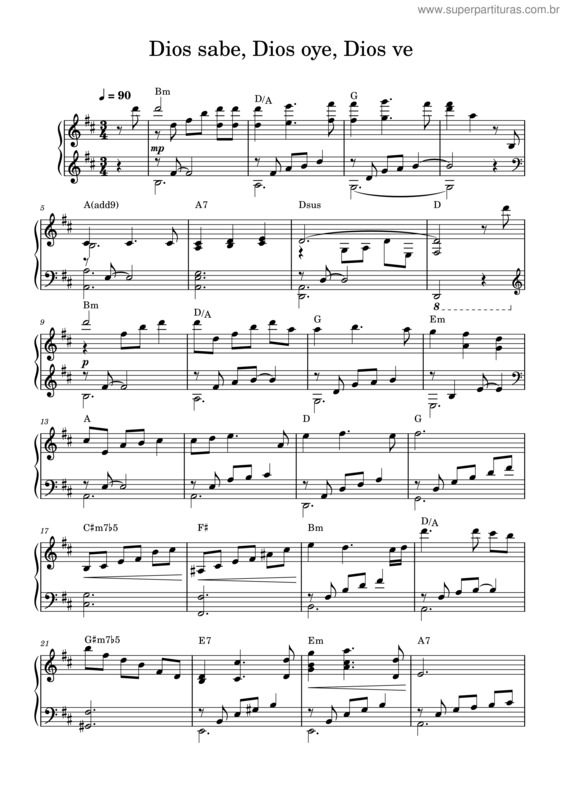 Partitura da música 435. Dios Sabe, Dios Oye, Dios Ve