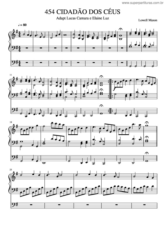 Partitura da música 454 Cidadão Dos Céus Ccb