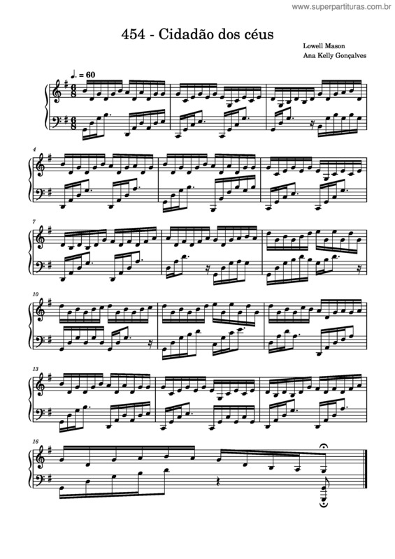 Partitura da música 454-Cidadão Dos Céus