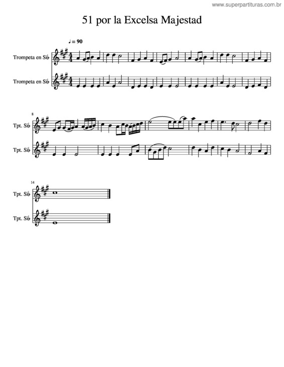 Partitura da música 51 Por La Excelsa Majestad Trompetas