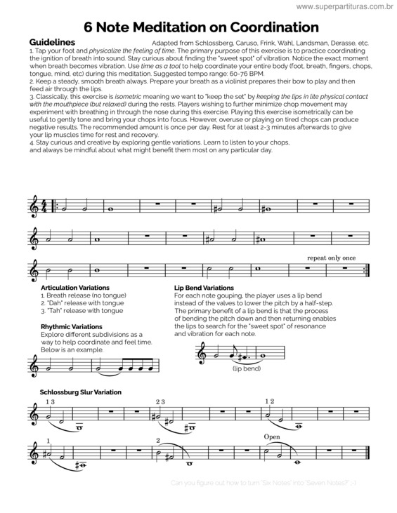 Partitura da música 6 Note Meditation On Coordination