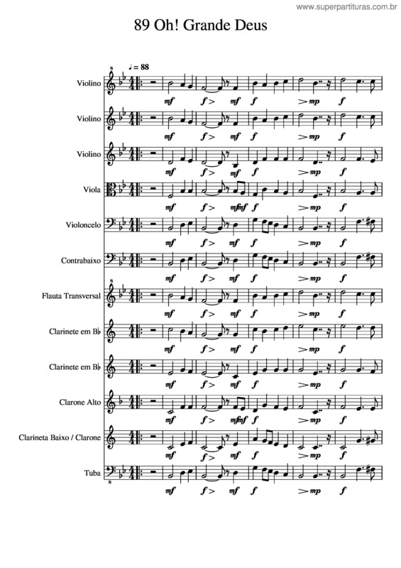 Partitura da música 89 Oh! Grande Deus