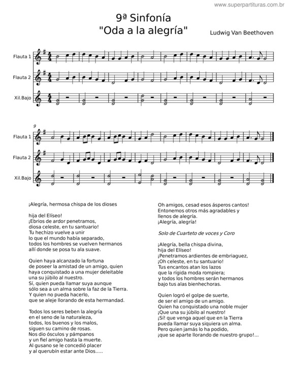 Partitura da música 9ª Sinfonia – Ludwig Van Beethoven v.3