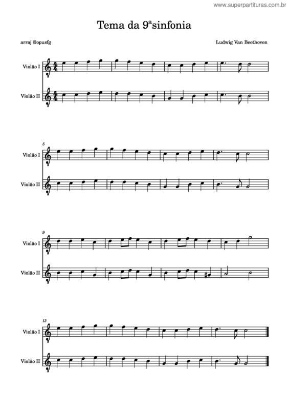 Partitura da música 9ª Sinfonia v.2