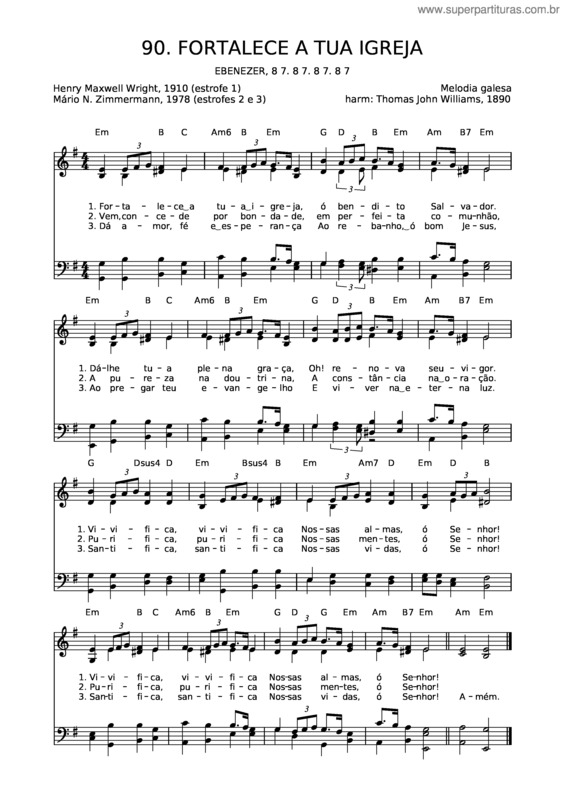 Partitura da música 90 Fortalece A Tua Igreja