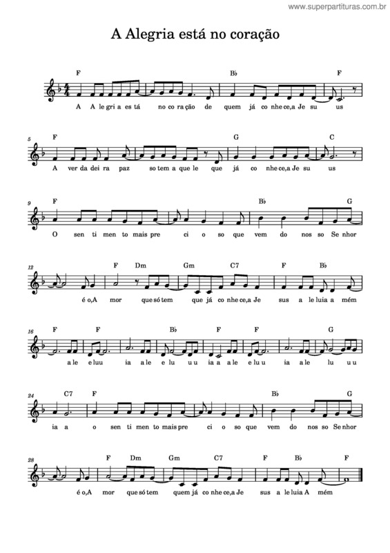 Partitura da música A Alegria Esta No Coraçao v.6