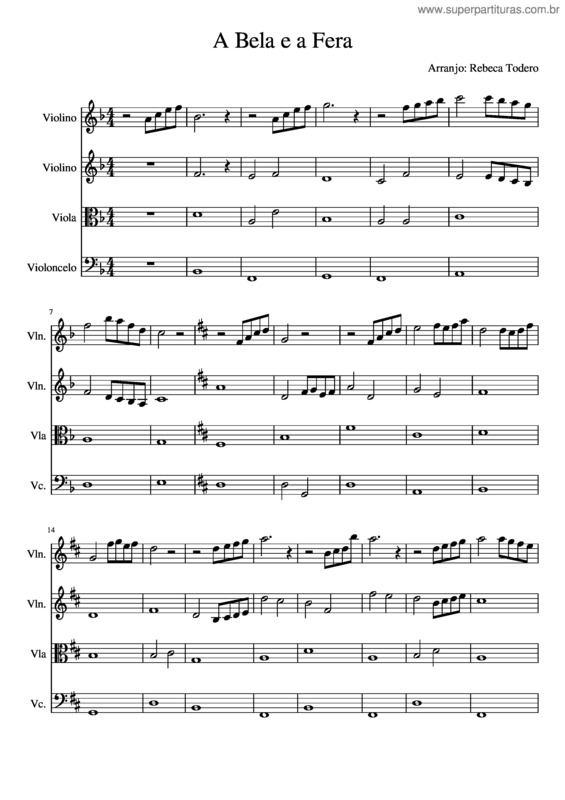 Partitura da música A Bela E A Fera v.20