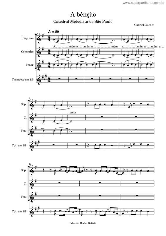 Partitura da música A Bênção v.13