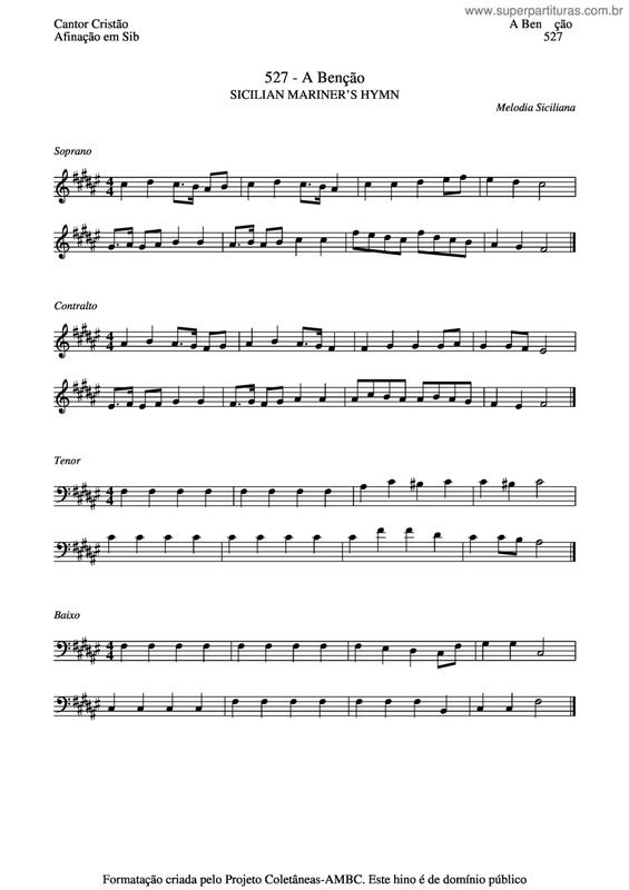 Partitura da música A Bênção v.4