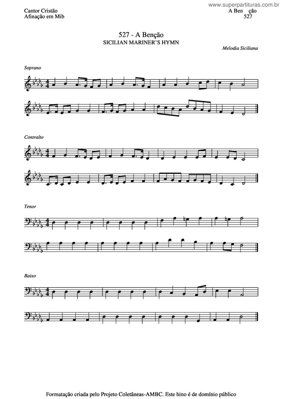 Partitura da música A Bênção v.5