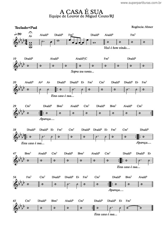 Partitura da música A Casa É Sua v.4