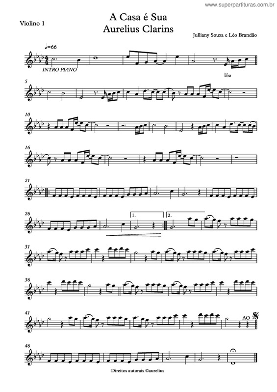 Partitura da música A Casa É Sua v.5