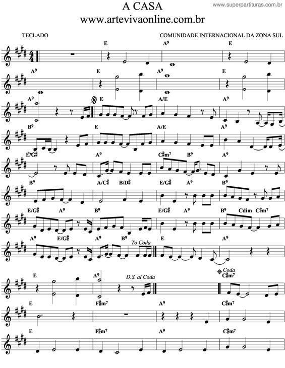 Partitura da música A Casa v.8