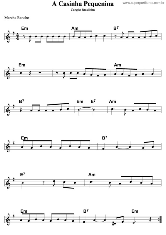 Partitura da música A Casinha Pequenina v.11