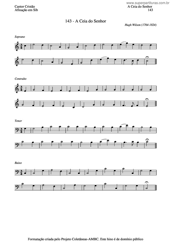 Partitura da música A Ceia Do Senhor v.6