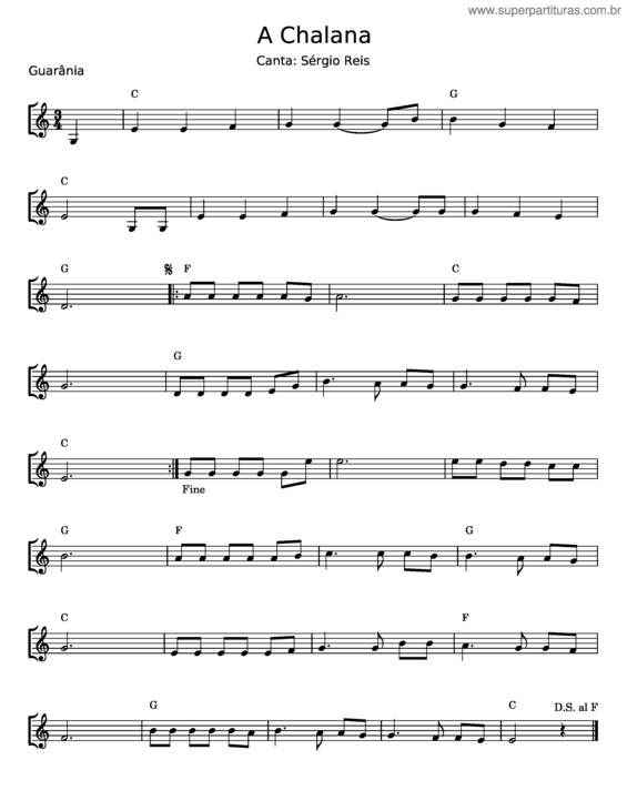 Partitura da música A Chalana v.3