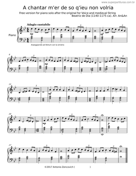 Partitura da música A Chantar M`Er De So Q`Ieu Non Volria