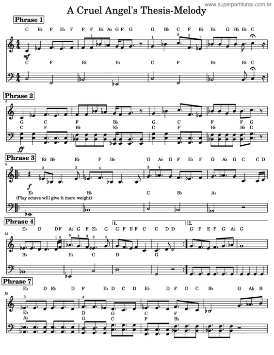 Partitura da música A Cruel Angel`S Thesis   Melody