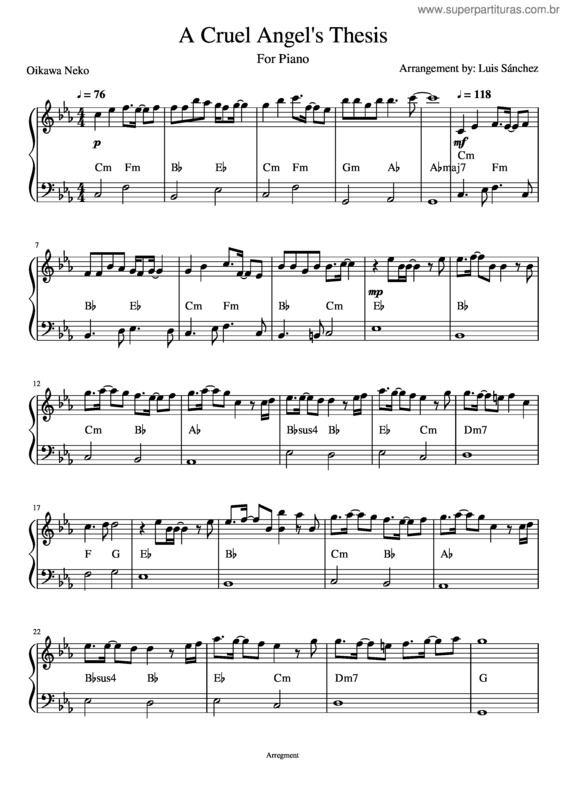 Partitura da música A Cruel Angel`S Thesis v.8