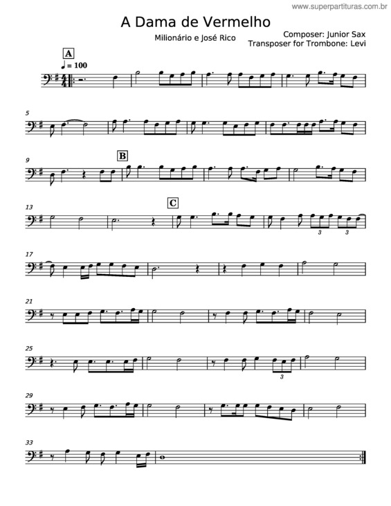 Partitura da música A Dama De Vermelho v.3