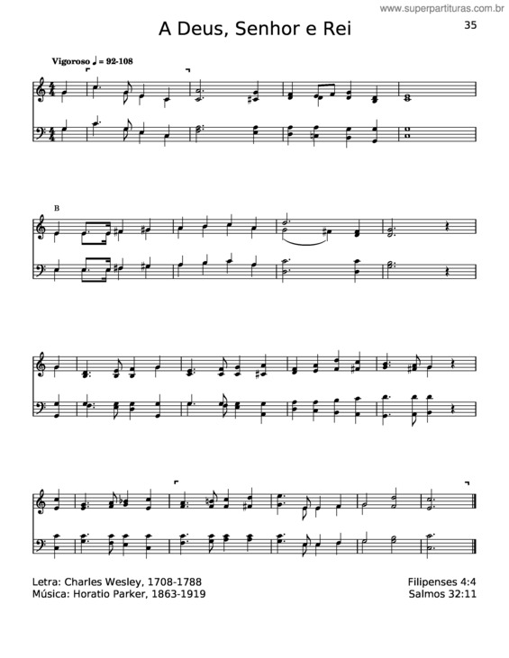 Partitura da música A Deus, Senhor E Rei